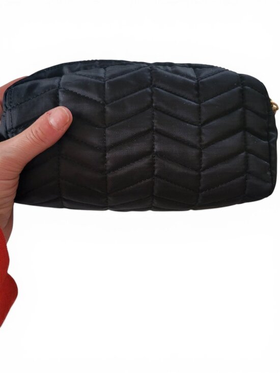 Primark Handbags - Chevron Quilted Double-Zip Makeup Bag Black Gold